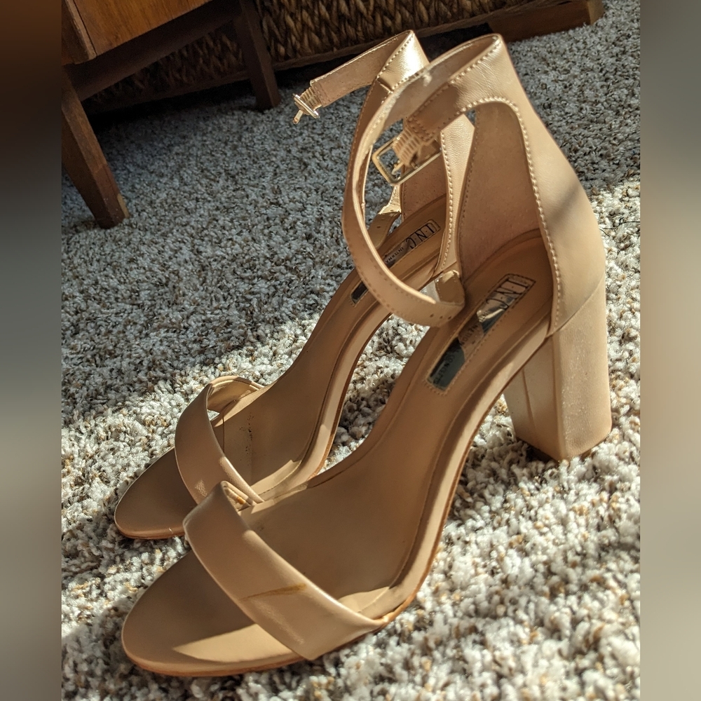 Elegant Nude Block Heel Sandals